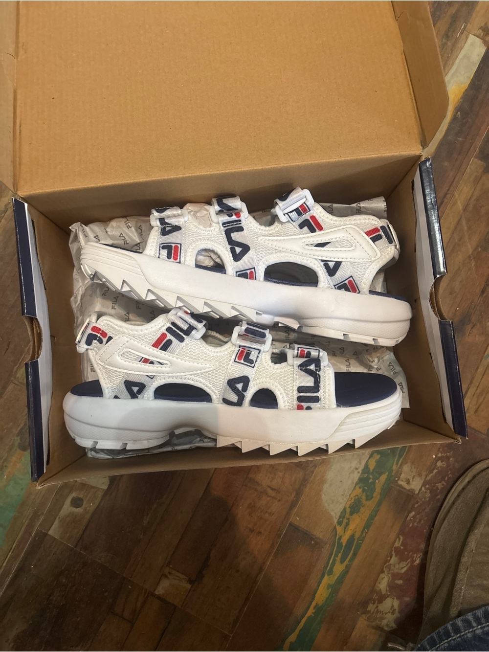 Fila Kids White Navy Red Logo Sport Sandals